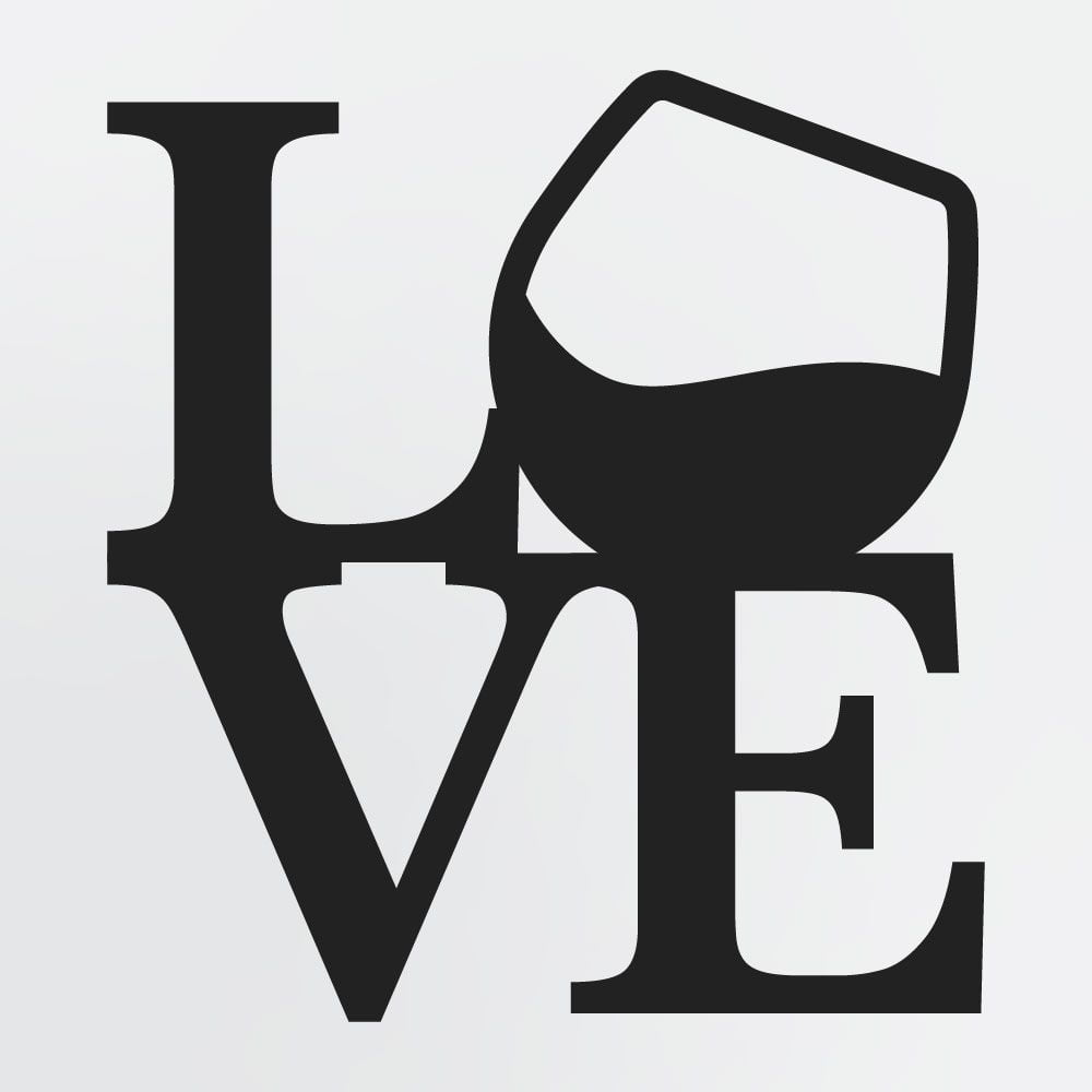 Love With Wine Glass Stacked Letter Metal Wall Art, Decorative Metal Wine Sign