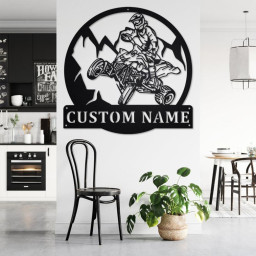 Custom Quad Biker ATV Metal Wall Art, Personalized Quad Biker Name Sign Decoration For Room, Quad Biker Metal Home Decor, Custom Quad Biker