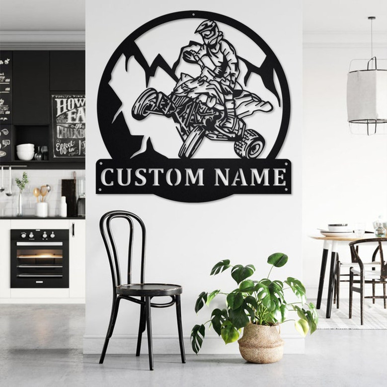Custom Quad Biker ATV Metal Wall Art, Personalized Quad Biker Name Sign Decoration For Room, Quad Biker Metal Home Decor, Custom Quad Biker