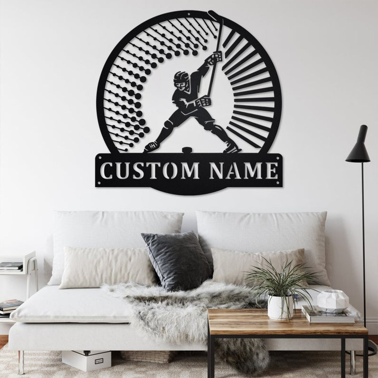 Custom Hockey Metal Wall Art, Personalized Hockey Player Name Sign Decoration For Room, Hockey Home Decor,Custom Hockey, Hockey Metal Decor