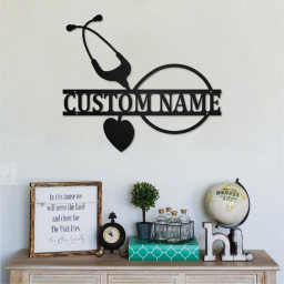 Custom Nurse Metal Wall Art , Personalized Medical Name Sign Decoration For Room, Doctor Outdoor Home Decor Gift RN LPN Angel, Custom Nurse
