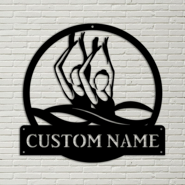 Personalized Artistic Swimming Monogram Metal Sign Art, Custom Artistic Swimming Metal Sign, Swimming Lover Sign Decoration For Living Room