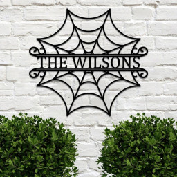 Personalized spider web art Family Metal Signs, Custom Metal Family Name Sign, Outdoor doorway wall Metal Sign, Halloween decorations, Gift