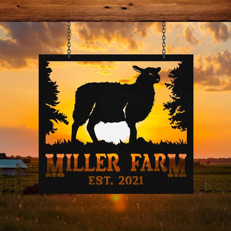 Personalized Metal Farm Sign Katahdin Sheep Monogram Custom Outdoor Farmhouse Front Gate Ranch Wall Decor Art Gift