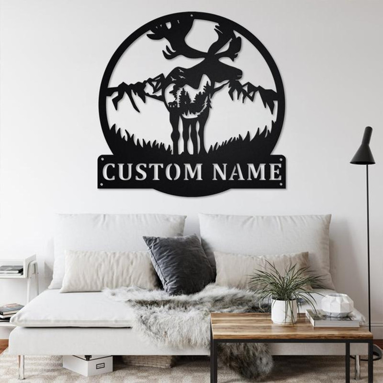 Custom Moose Metal Wall Art, Personalized Moose Hunter Name Sign Decoration For Room, Moose Metal Home Decor, Custom Moose