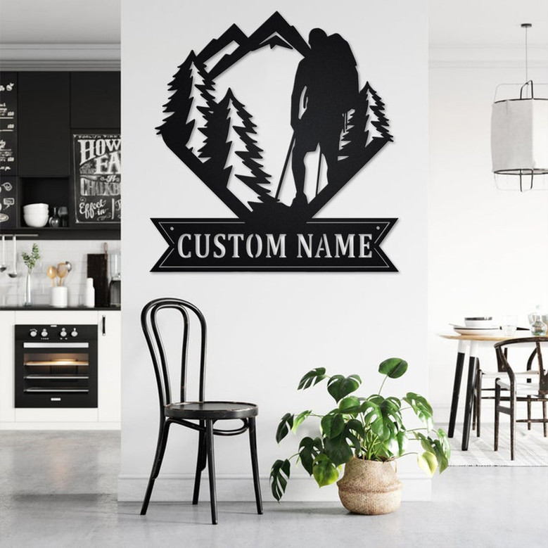 Custom Hiker Metal Wall Art, Personalized Hiker Name Sign Decoration For Room, Hiking Home Decor, Custom Hiker, Custom Hiking, Hiker Gift