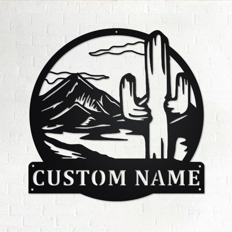 Custom Cactus Moutain Metal Wall Art, Personalized Cactus Name Sign Decoration For Room, Cactus Home Decor, Custom Cactus Moutain, Cactus