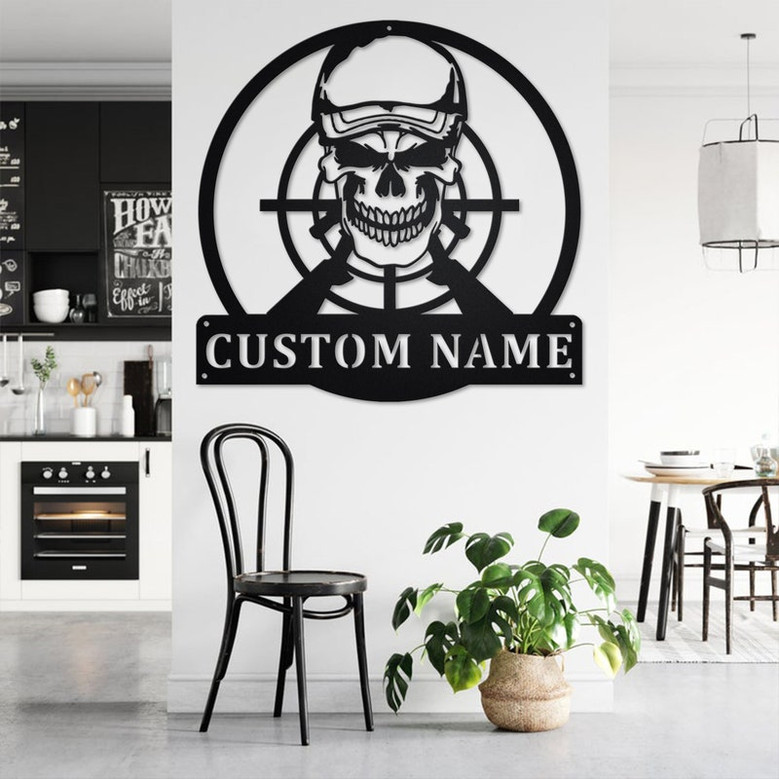 Custom Hunter Skull Metal Wall Art, Personalized Hunter Name Sign Decoration For Room, Hunter Home Decor, Custom Hunter, Hunter Metal Decor