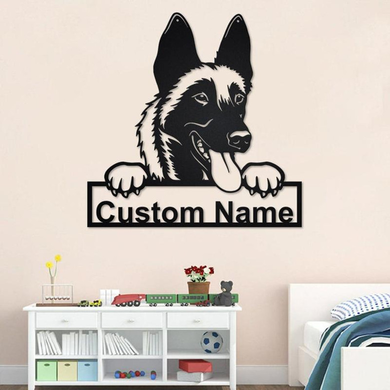 Custom Malinois Dog Metal Wall Art, Personalized Malinois Name Sign Decoration For Room, Malinois Home Decor, Custom Malinois Dog, Dog Lover