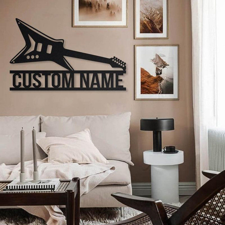 Personalized Heavy Metal Guitar Metal Sign Art | Heavy Metal Guitar Metal Wall Art | Bedroom Decor | Custom Guitar Decoration