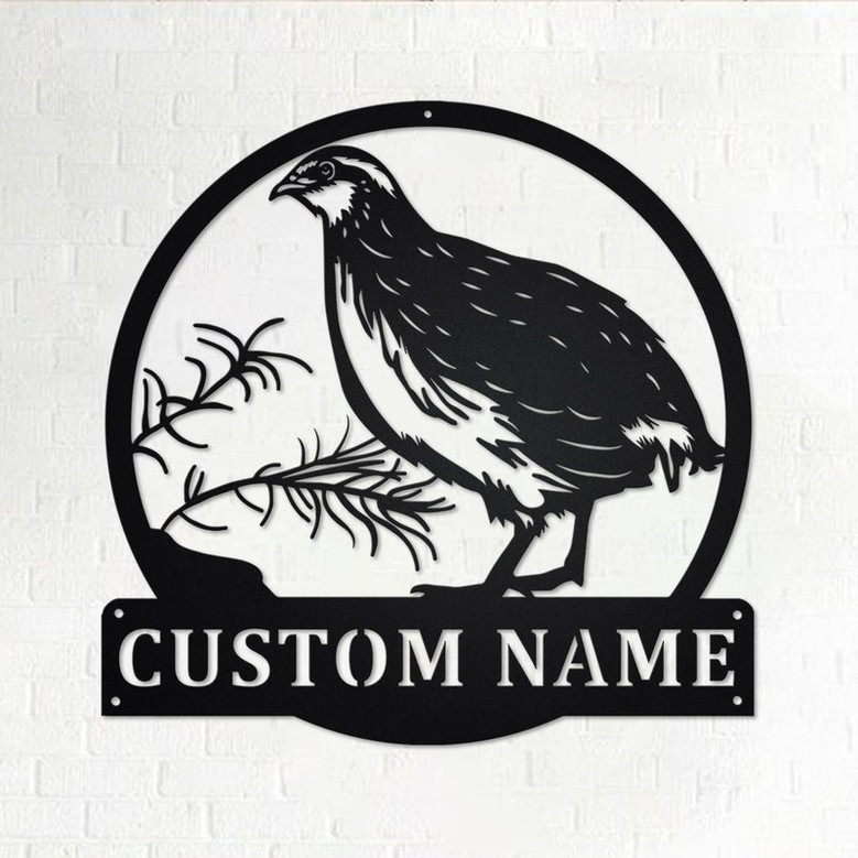 Custom Quail Bird Metal Wall Art, Personalized Quail Bird Name Sign Decoration For Room, Quail Bird Metal Home Decor, Custom Quail Bird