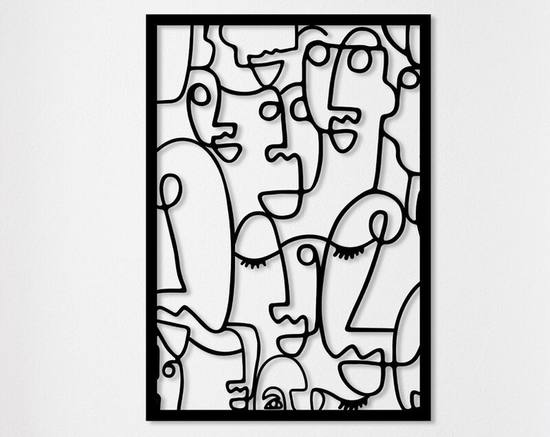 Modern Faces Metal Wall Art, Metal Cubism Faces Wall Art, Minimalist Abstract Wall Decor
