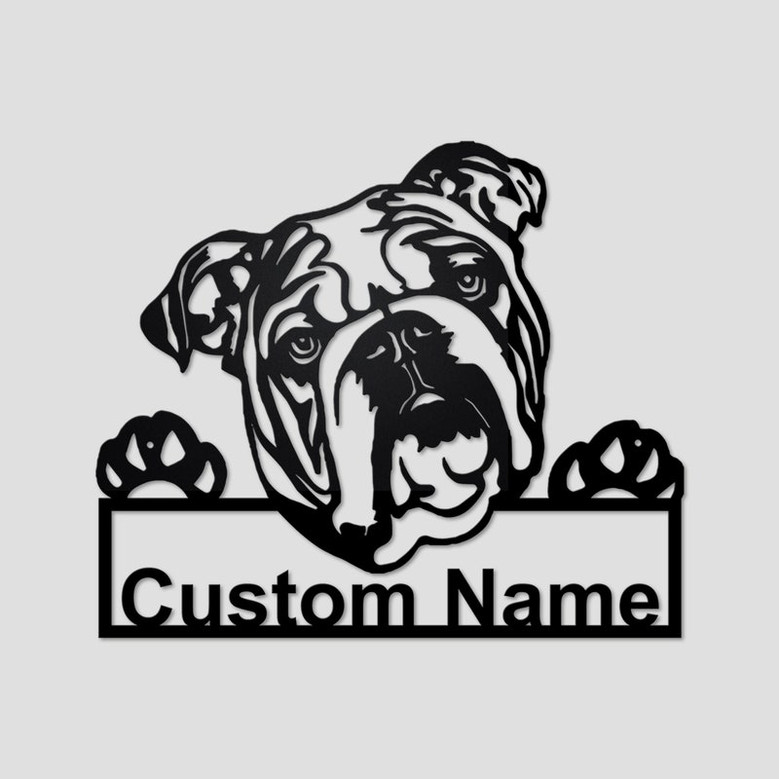 Personalized English Bulldog Metal Sign | English Bulldog Metal Wall Art | Dog Metal Sign | English Bulldog Gift| English Bulldog Lover Gift