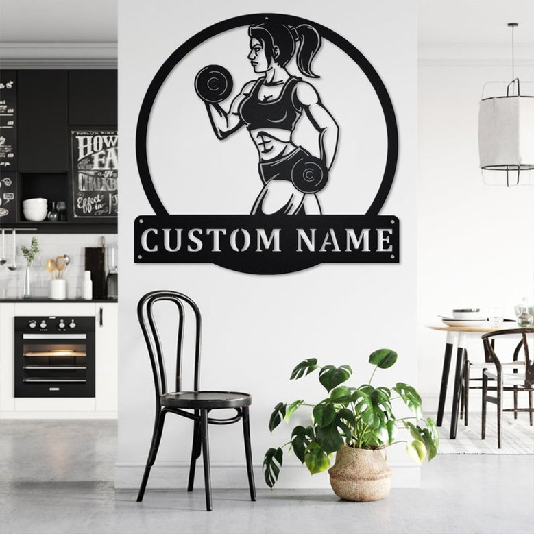 Custom Powerlifting Girl Metal Wall Art, Personalized Powerlifting Name Sign Decoration For Room, Powerlifting Metal Home Decor,Powerlifting