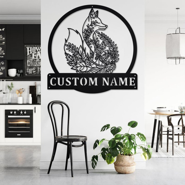 Custom Fox Mandala Metal Wall Art,Personalized Fox Name Sign Decoration For Room, Fox Metal Home Decor, Custom Fox, Fox Metal Wall Decor