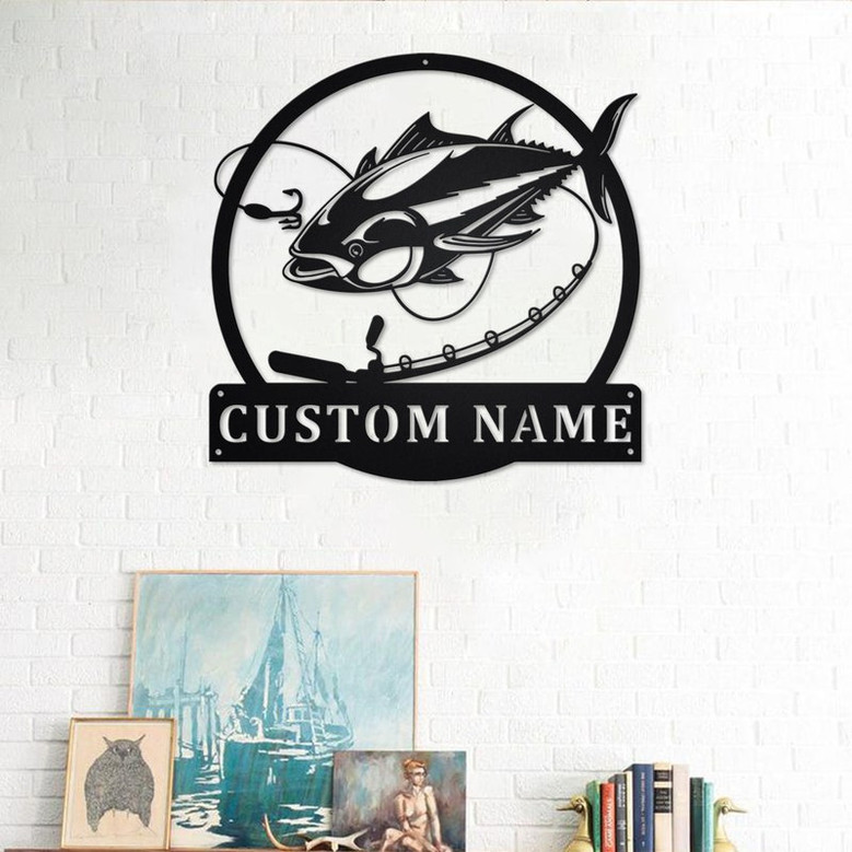 Personalized Tuna Fish Metal Sign | Fishing Metal Wall Art | Fishing Metal wall Decor | Fishing Lover | Custom Fishing | Fishman | Tuna Fish