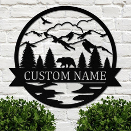 Custom bear metal sign - bear metal wall art - Nature Wall Art - Personalized Hunter Name Signs - Wildlife Wall Art -hunter cabin metal sign