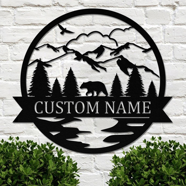 Custom bear metal sign - bear metal wall art - Nature Wall Art - Personalized Hunter Name Signs - Wildlife Wall Art -hunter cabin metal sign