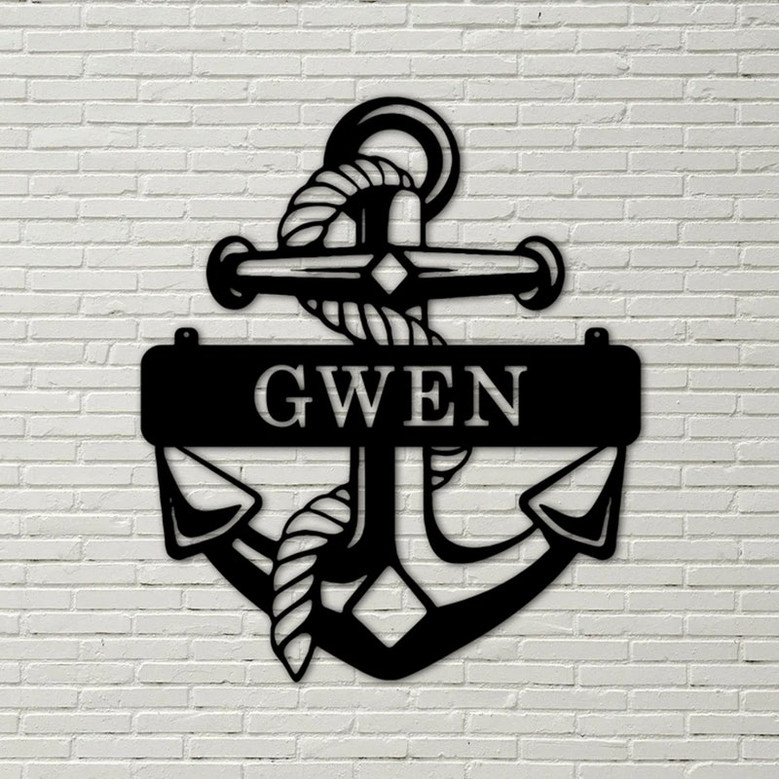 Anchor Sign, Beach Decor, Anchor Family Name, Wall Decor, Custom Wedding Gift, Metal Wall Art, Lake Metal Sign, Custom Name Sign, Metal Sign
