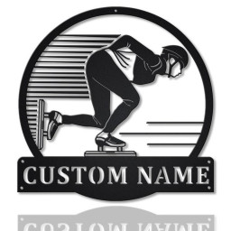 Personalized Speed Skating Monogram Metal Sign Art ,Custom Speed Skating Metal Sign, Speed Skating Lover Sign Decoration For Living Room