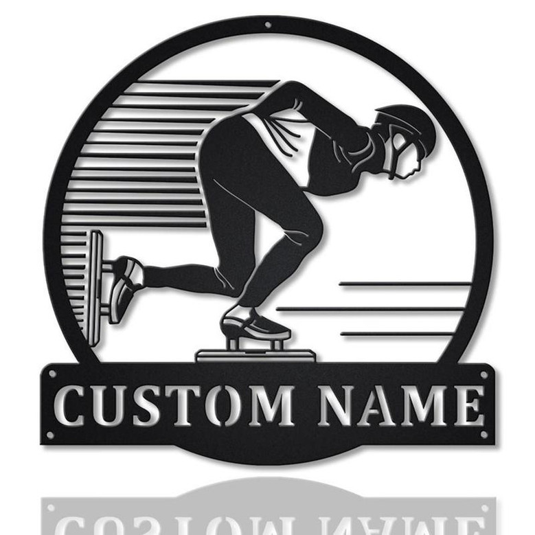 Personalized Speed Skating Monogram Metal Sign Art ,Custom Speed Skating Metal Sign, Speed Skating Lover Sign Decoration For Living Room