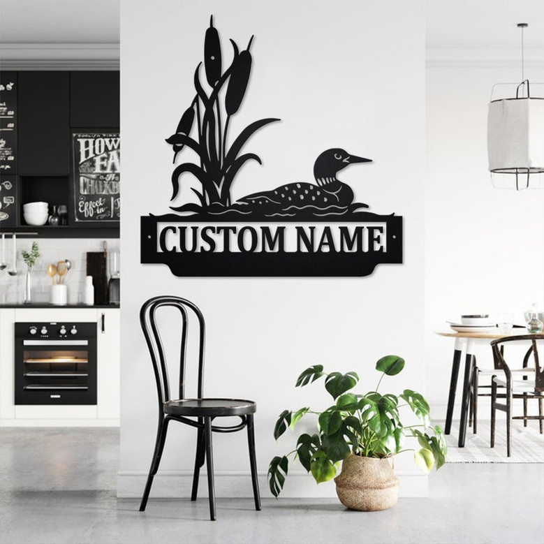 Custom Loon Duck Round Metal Wall Art, Personalized Loon Duck Name Sign Decoration For Room, Loon Duck Home Decor, Custom Loon Duck