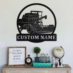 Custom Combine Harvester Metal Wall Art, Personalized Combine Harvester Name Sign Decoration For Room, Combine Harvester Home Decor