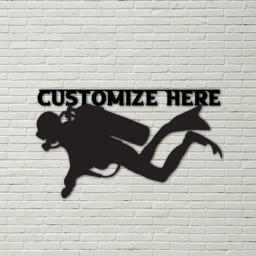 Customizable Scuba Diver Sign, Metal Diver Decoration, Metal Ocean Decoration, Aquatic Decor, metal sign, monogram metal sign