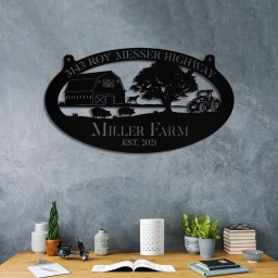 Personalized Metal Farm Sign Barn Dog Pig Tractor Monogram Custom Outdoor Farmhouse Front Gate Wall Decor Art Gift