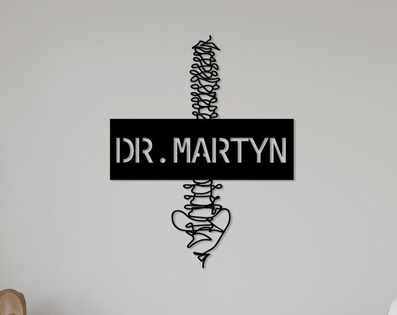 Custom Doctor Name Sign, Personalized Spine Design Wall Sign, Office Wall Sign, Custom Doctor Metal Wall Art