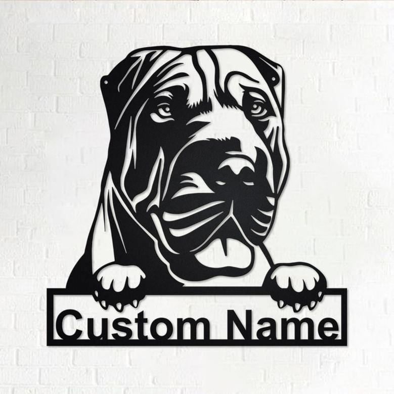 Custom Shar Pei Dog Metal Wall Art, Personalized Shar Pei Dog Name Sign Decoration For Room, Shar Pei Dog Home Decor, Custom Dog, Shar Pei