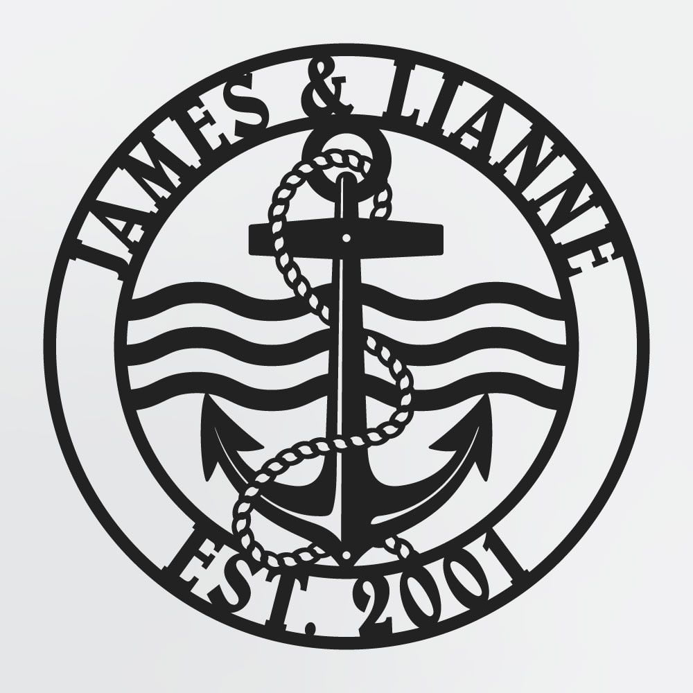 Boating Metal Sign With Anchor, Personalized Metal Wall Art for Boaters