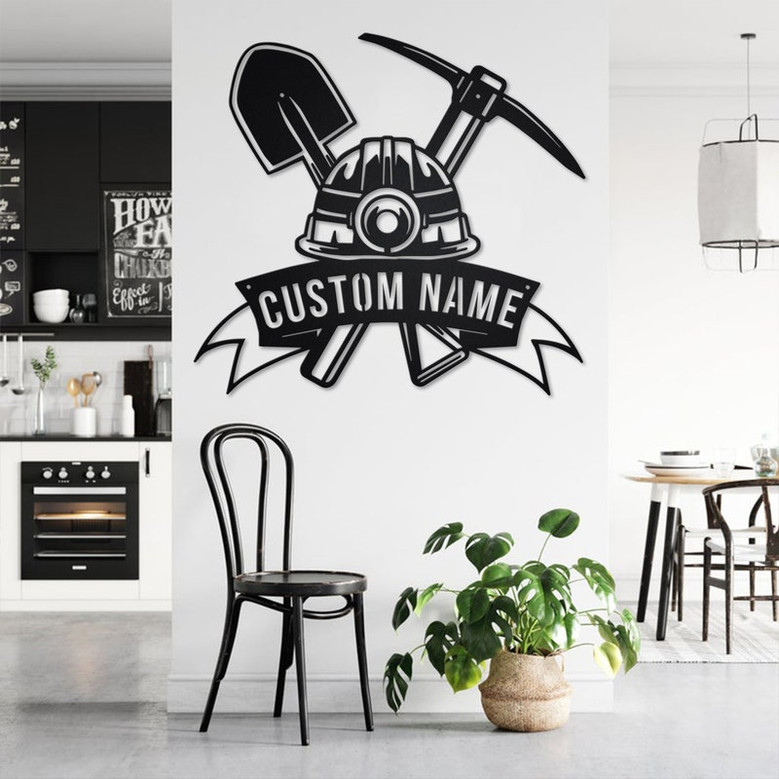 Custom Mining Tools Metal Wall Art, Personalized Miner Name Sign Decoration For Room, Mining Metal Home Decor, Custom Coal Miner