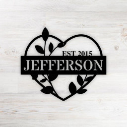 Custom Heart Metal Sign Infinity Name Sign Personalized Heart Sign with Family Name Anniversary Wedding Date Sign Newly Wed Gift