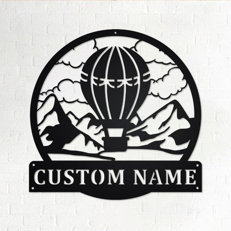 Custom Hot Air Balloon Metal Wall Art, Personalized Air Balloon Name Sign Decoration For Room, Air Balloon Home Decor, Custom Air Balloon