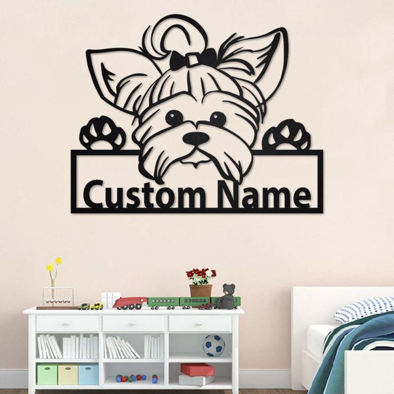 Custom Yorkie Dog Metal Wall Art, Personalized Yorkie Dog Name Sign Decoration For Room, Yorkie Dog Home Decor, Custom Dog, Yorkie Dog
