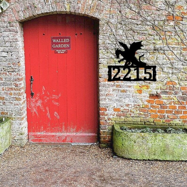 Dragon Metal Address Plaque for House, Address Number, Metal Address Sign, House Numbers, Front Porch Address, unique address sign