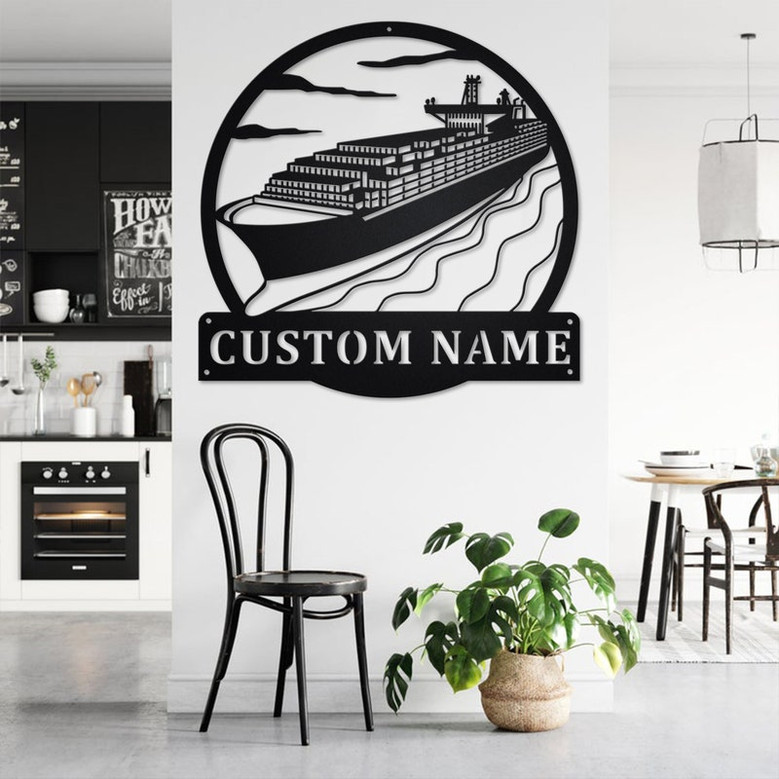 Custom Container Ship Metal Wall Art, Personalized Container Ship Name Sign Decoration For Room, Container Ship Metal Home Decor,Custom Ship