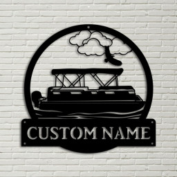 Personalized Pontoon Boat Metal Sign Art, Custom Pontoon Boat Monogram Metal Sign, Pontoon Boat Gifts, Job Gift, Home Decor