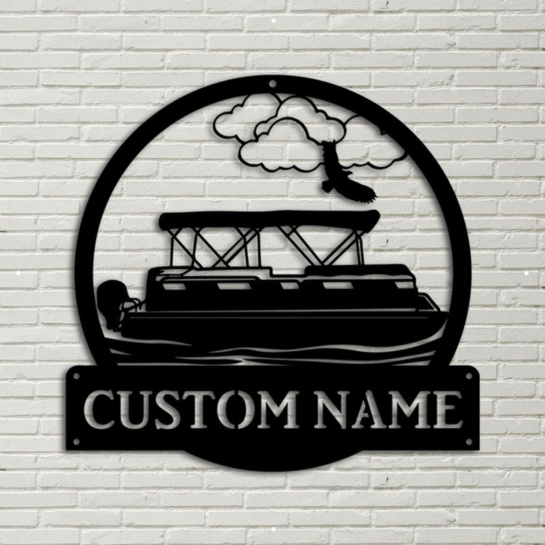 Personalized Pontoon Boat Metal Sign Art, Custom Pontoon Boat Monogram Metal Sign, Pontoon Boat Gifts, Job Gift, Home Decor