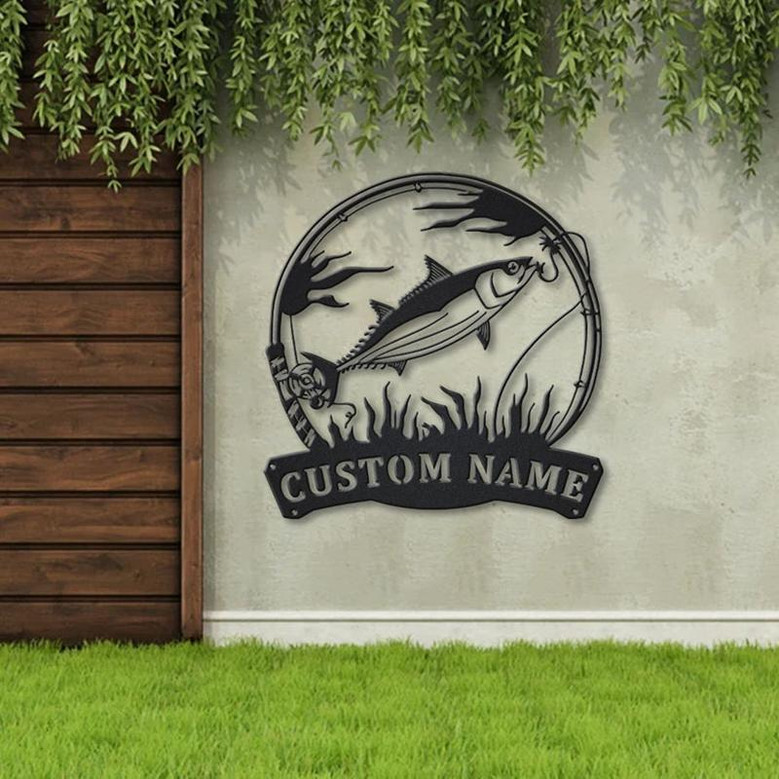 Personalized Skipjack Tuna Fishing Fish Pole Metal Sign Art | Custom Tuna Fishing Metal Sign | Tuna Fishing Funny | Tuna Fishing Gift