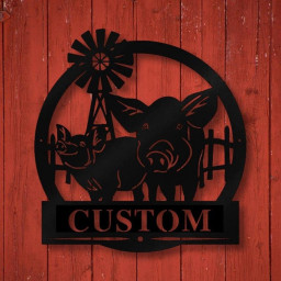 Custom Pig Sign Metal Name Sign Farmhouse Decor Outdoor Family Name Sign Outdoor Decor Metal Sign Personalized Metal Pig Sign