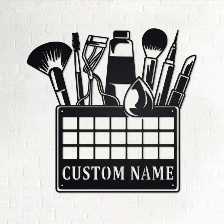 Custom Beauty Cosmetics Metal Wall Art, Personalized Beauty Cosmetics Name Sign Decoration For Room, Beauty Cosmetics Metal Home Decor