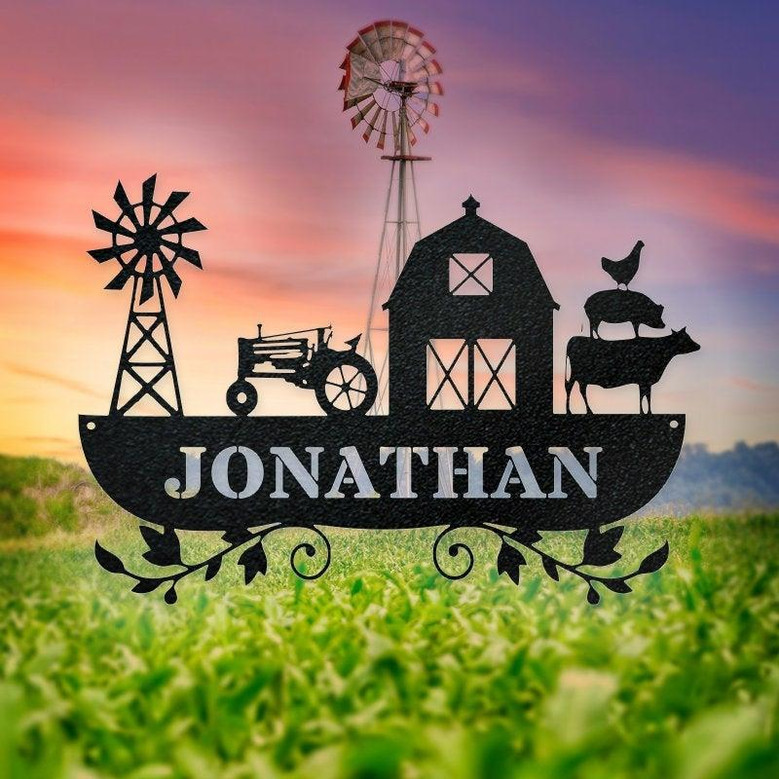 Farm Life Monogram Sign Personalized Farmhouse Sign Custom Farm Decor Custom Farmhouse Decor Metal Farm Sign Farm House Decor