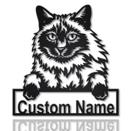 Personalized Balinese Cat Metal Sign Art, Custom Balinese Cat Metal Sign