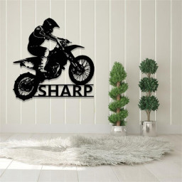 Custom Dirt Bike Metal Sign,Motorcycle Wall Art,Personalized Biker Name Signs,Motocross Rider Home Decor,Motorcycle Biker Gift