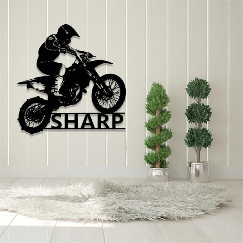 Custom Dirt Bike Metal Sign,Motorcycle Wall Art,Personalized Biker Name Signs,Motocross Rider Home Decor,Motorcycle Biker Gift