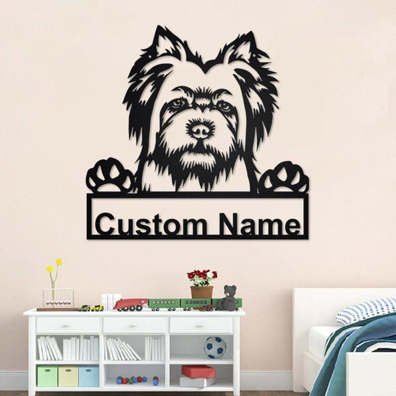 Custom Silky Terrier Dog Metal Wall Art, Personalized Silky Terrier Name Sign Decoration For Room, Silky Terrier Home Decor, Custom Dog
