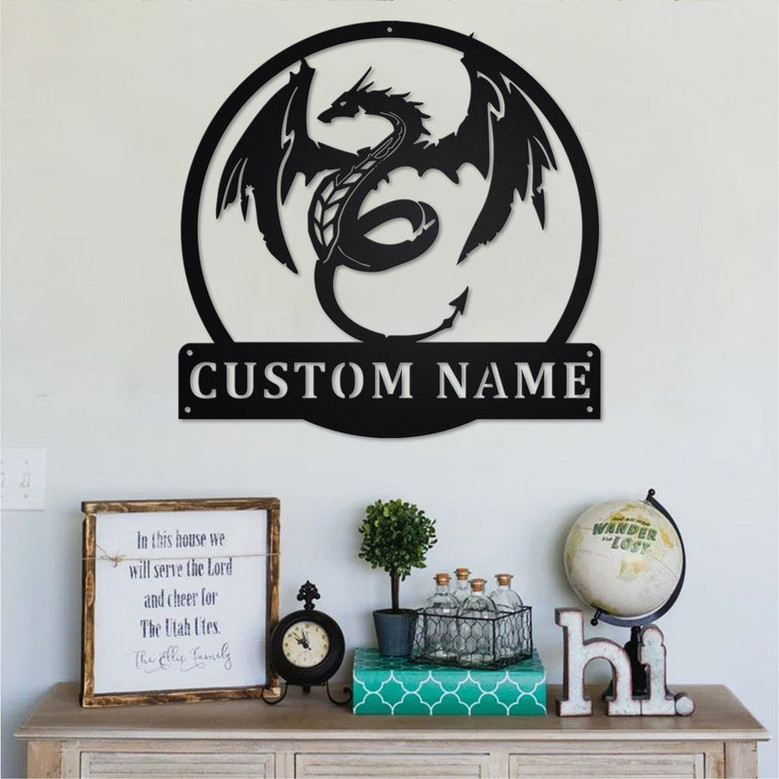 Custom Dragon Metal Wall Art, Personalized Dragon Name Sign Decoration For Room, Dragon Metal Sign, Dragon Home Decor , Custom Dragon