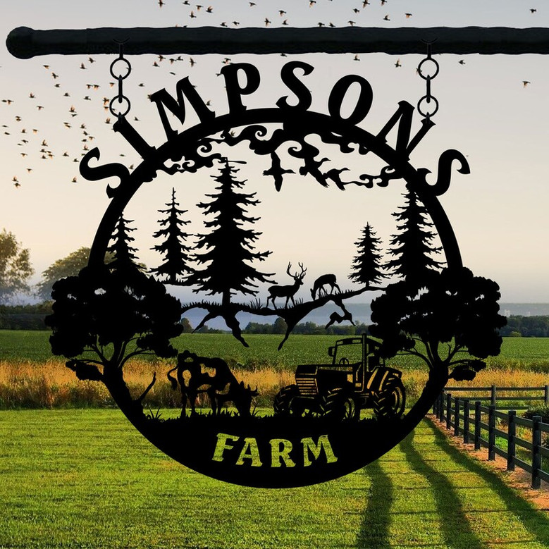 Personalized House Garden Metal Family Name Sign, Custom Last Name Sign, Farmhouse Metal Sign